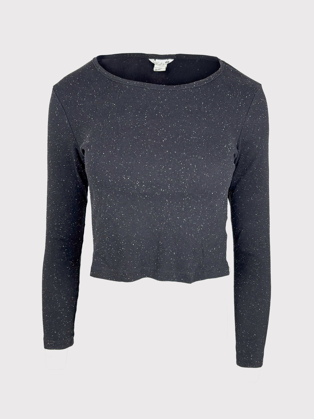 Glitzer-Langarmshirt von H&M Schwarz XS