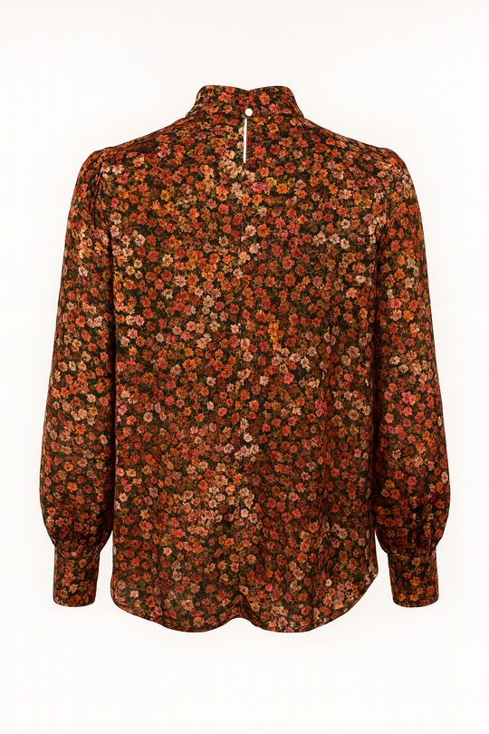 H&M Damen Bluse S Bunt | Florale Chiffonbluse | Langarm Vintage Look1