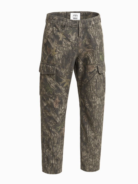 Zara Cargo Hose XL Herren Camouflage Khaki Bunt Cargopants mit Taschen 0