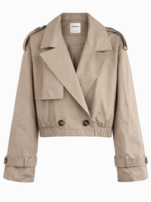 Bershka Cropped Trenchjacke Damen Beige Gr. S (36) – Sehr guter Zustand0