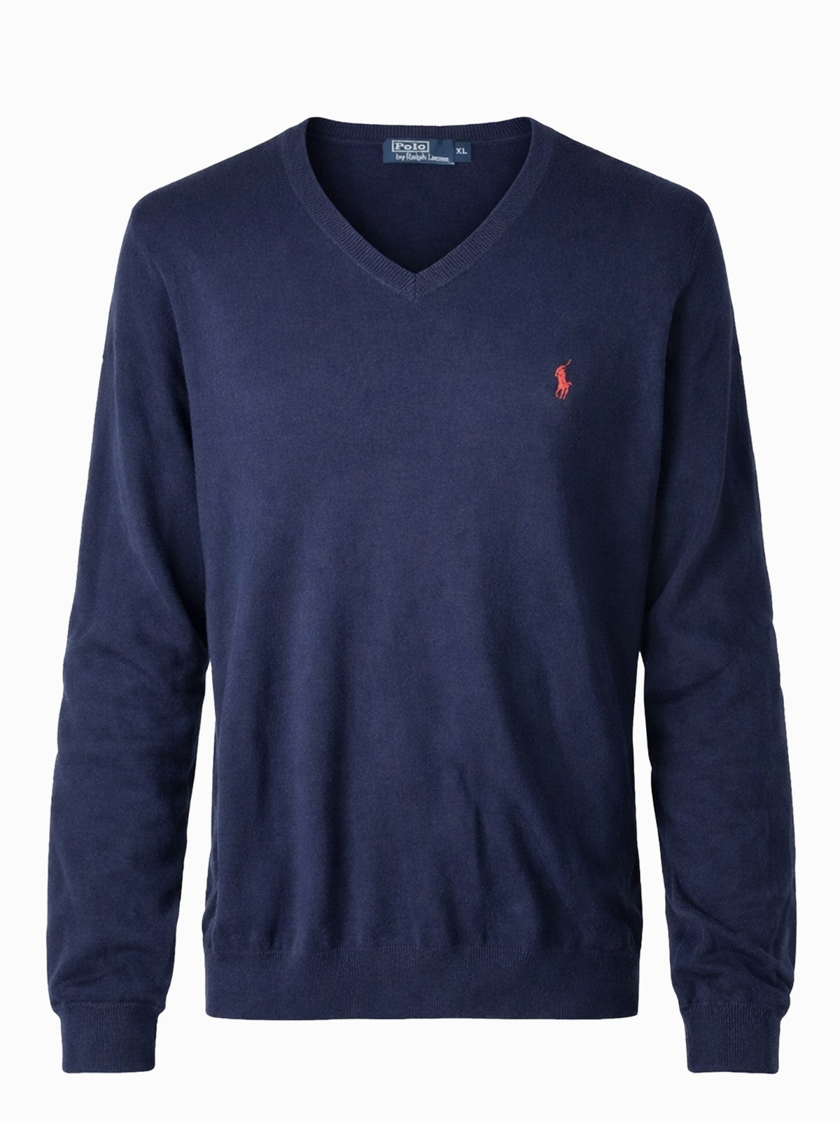 Ralph Lauren Pullover Herren XL Marineblau V-Ausschnitt Logo Baumwolle0