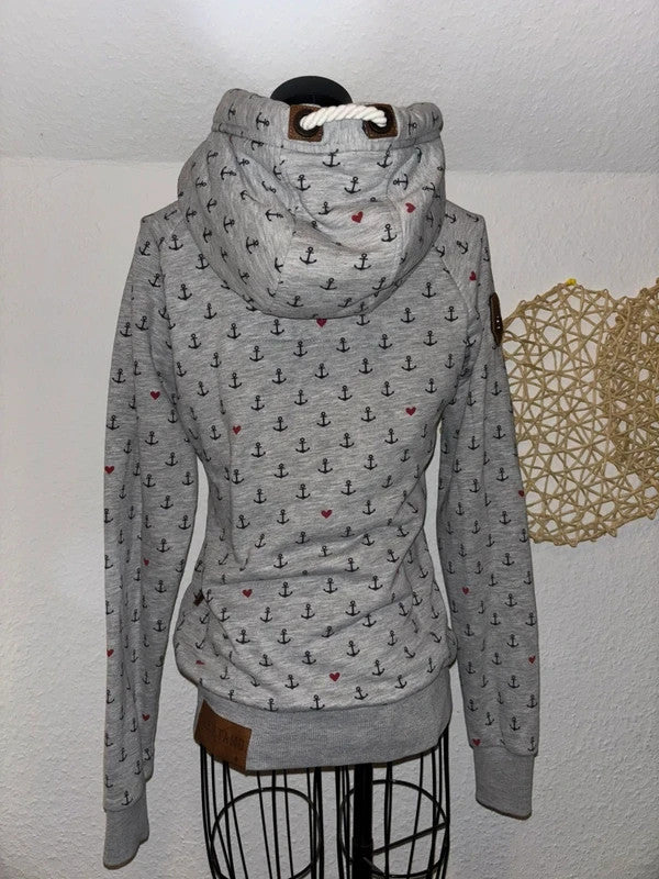 Naketano Damen Hoodie – Anker Print – Größe S – Grau – Sehr guter Zustand2