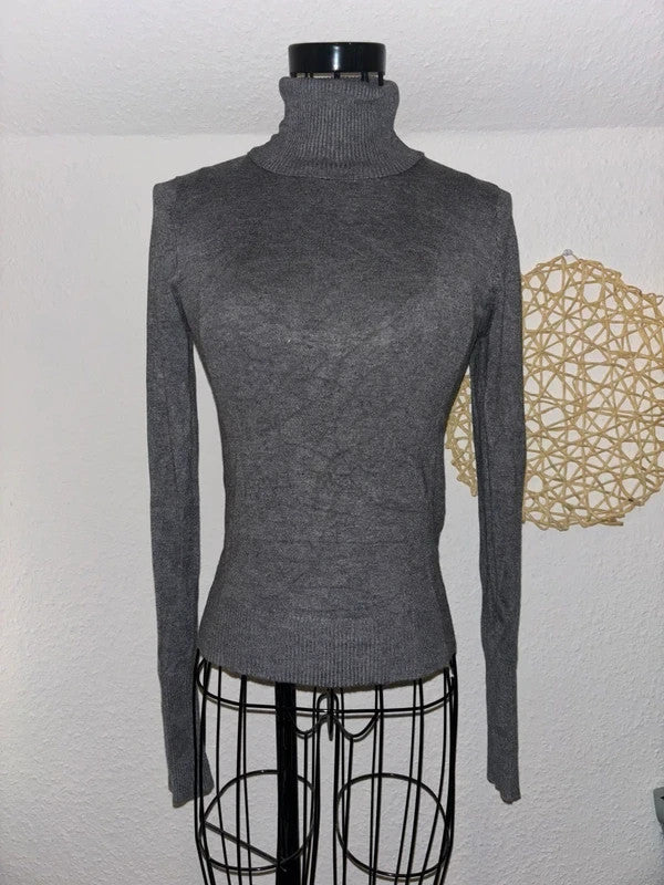 Stradivarius Rollkragenpullover Grau S | Feinstrick Damen Pulli | Langarm Basic2