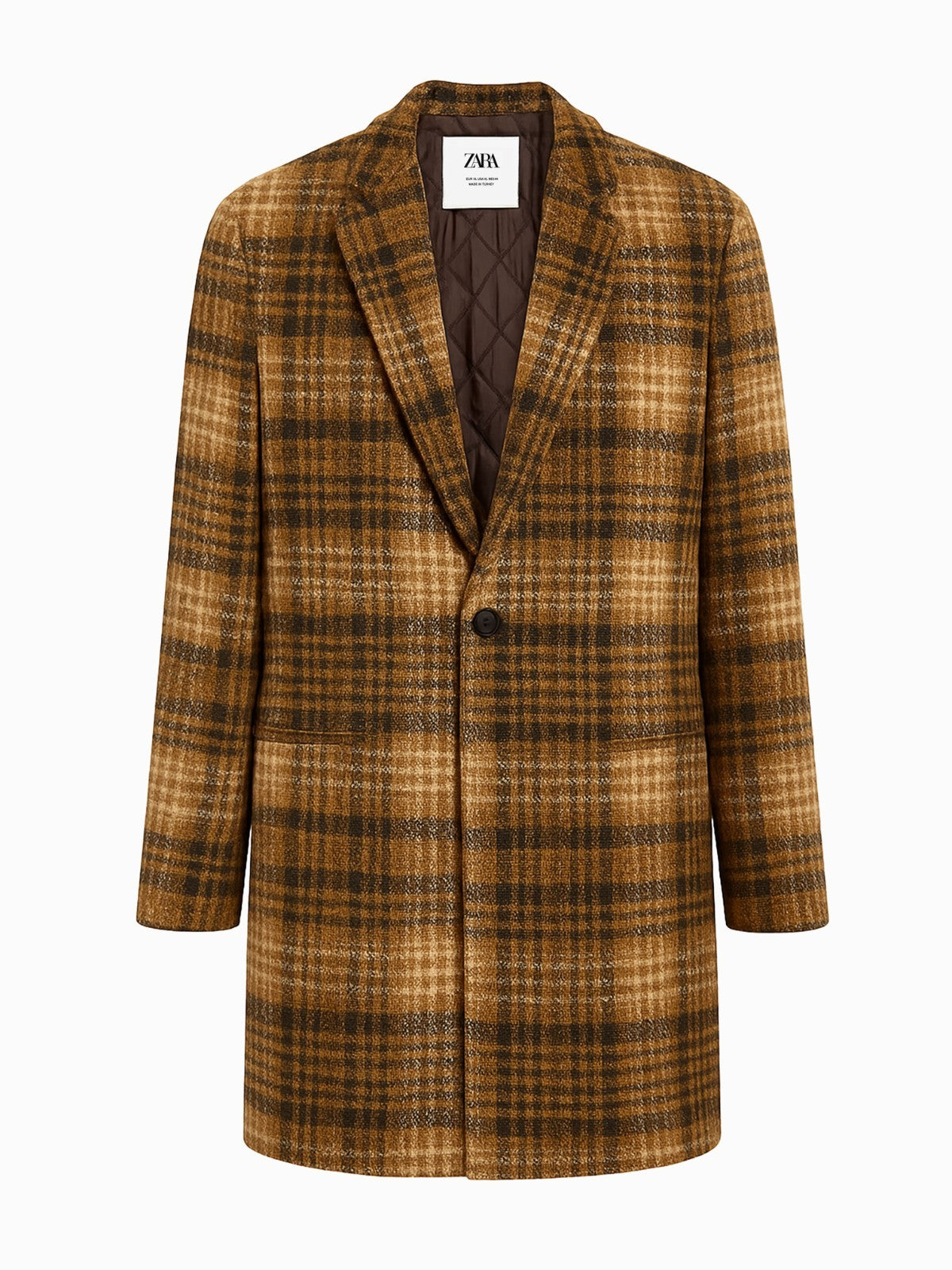 ZARA Mantel Herren Braun Kariert Größe XL  Sehr guter Zustand0