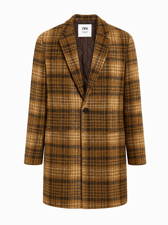 ZARA Mantel Herren Braun Kariert Größe XL  Sehr guter Zustand0