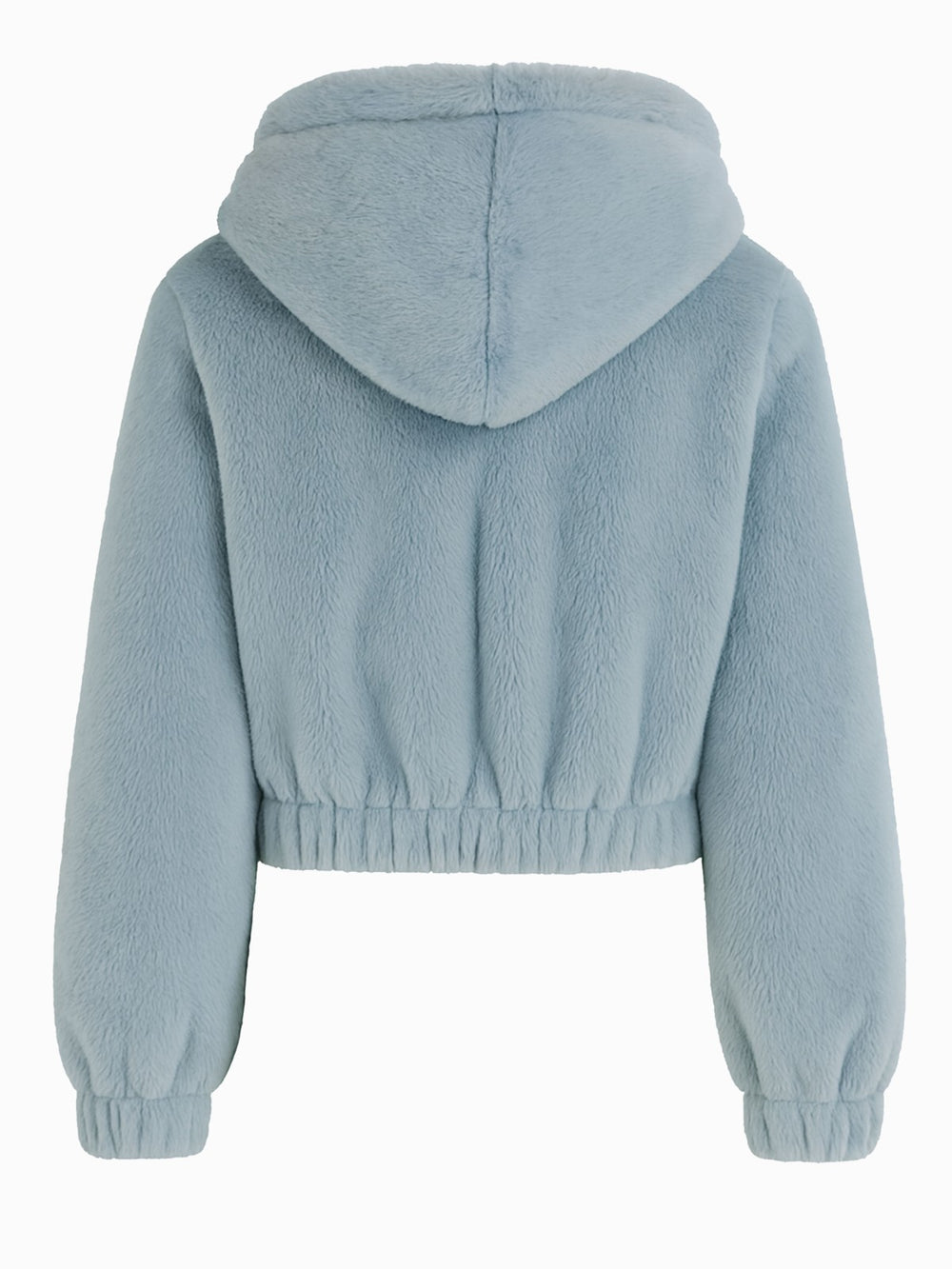 Bershka Fleece Hoodie S 36 Blau Grau Kurz Flauschige Jacke Sehr Gut1