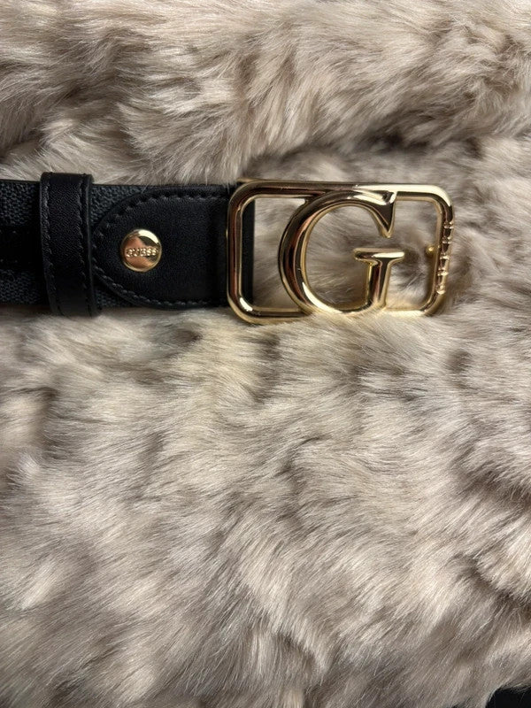 GUESS Gürtel Schwarz/Grau Größe 100 – Goldene G-Schnalle – Sehr guter Zustand2