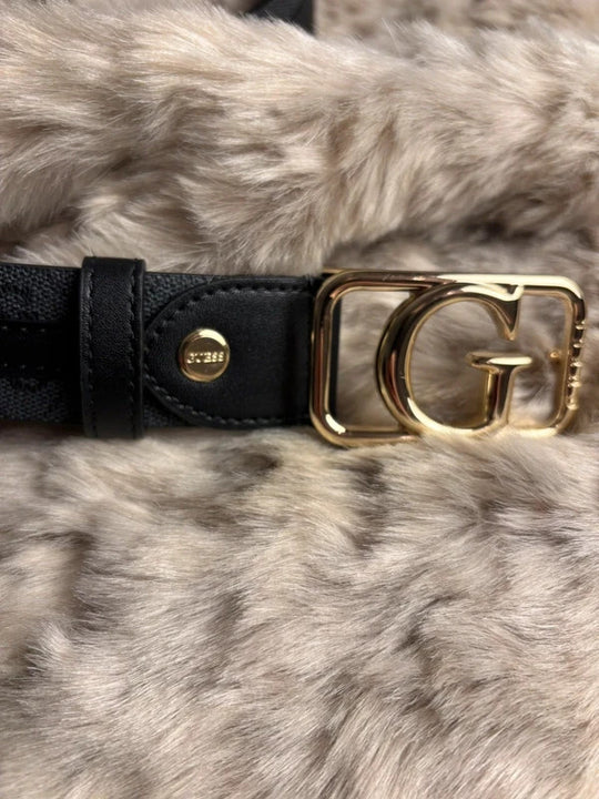GUESS Gürtel Schwarz/Grau Größe 100 – Goldene G-Schnalle – Sehr guter Zustand1