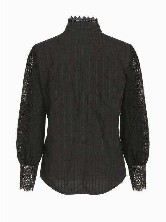 Surwenyue Spitzenbluse Schwarz M Elegante Damenbluse mit Spitze1