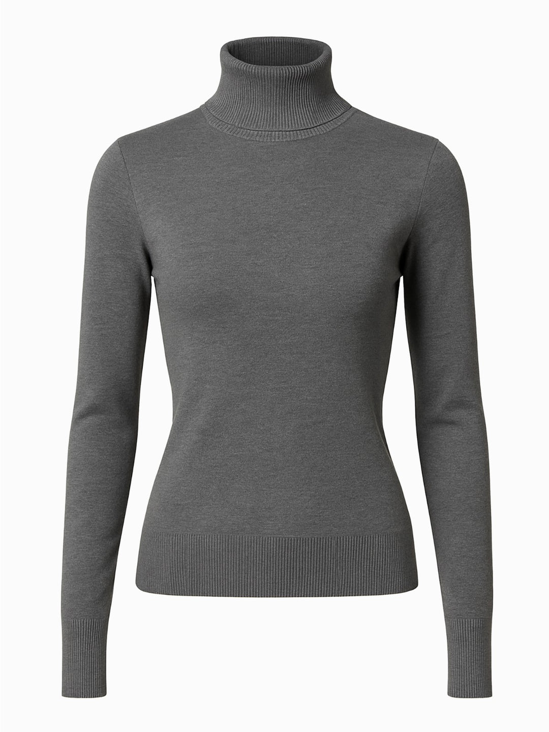 Stradivarius Rollkragenpullover Grau S | Feinstrick Damen Pulli | Langarm Basic0