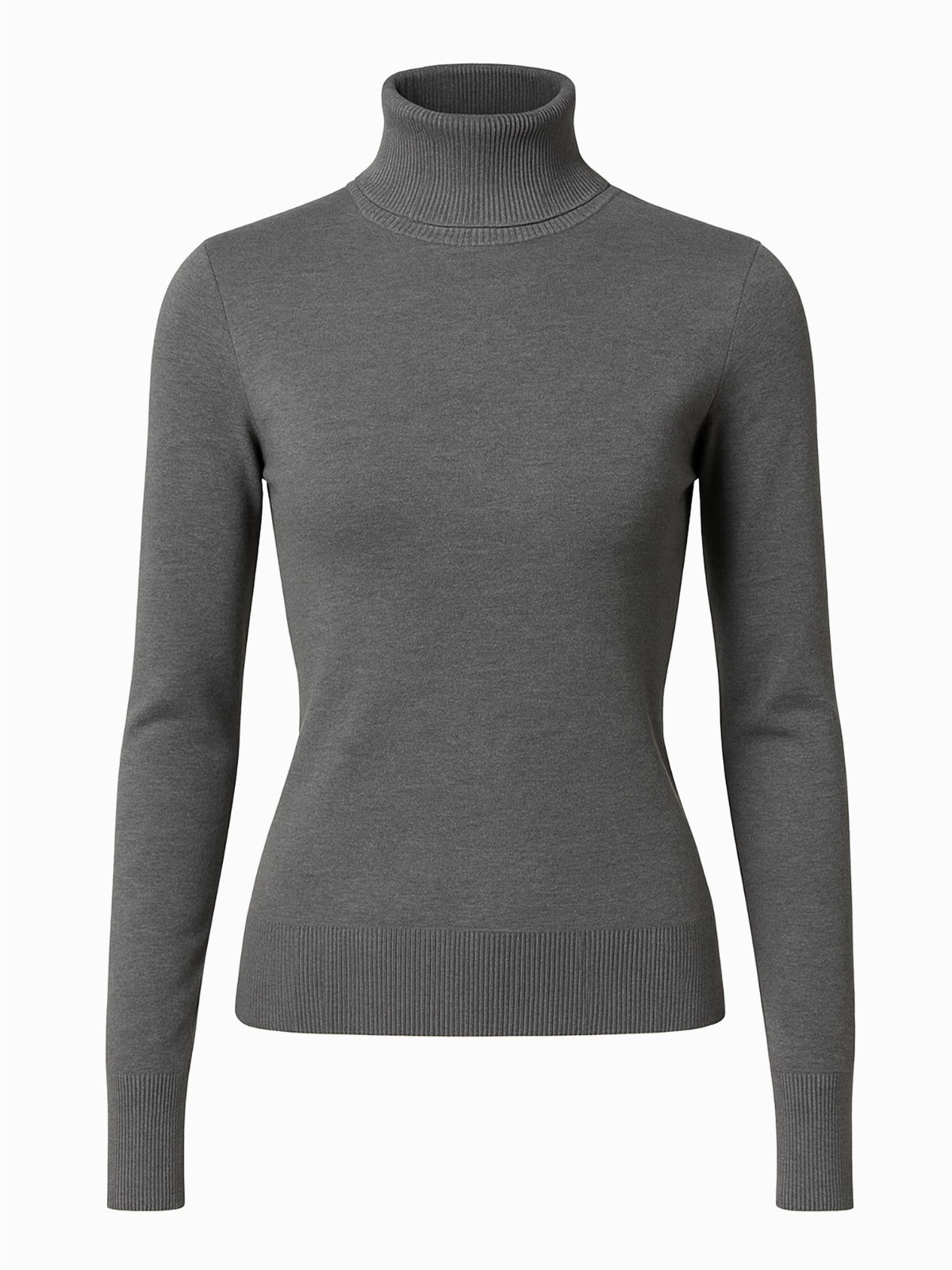 Stradivarius Rollkragenpullover Grau S | Feinstrick Damen Pulli | Langarm Basic0