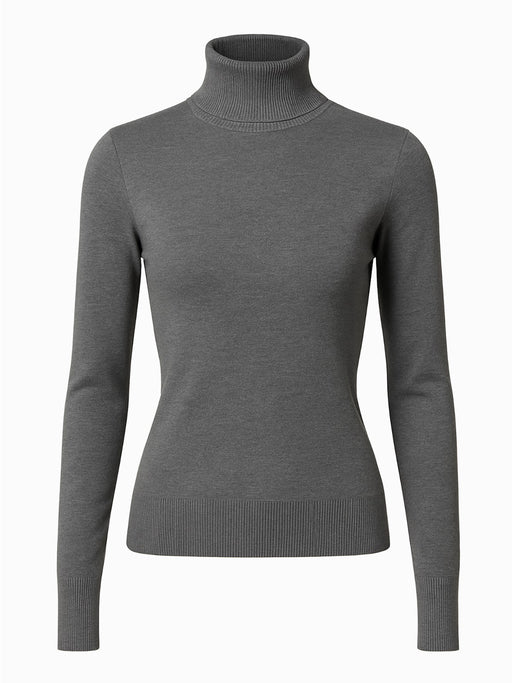 Stradivarius Rollkragenpullover Grau S | Feinstrick Damen Pulli | Langarm Basic0