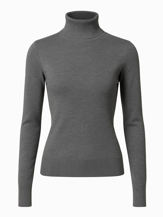 Stradivarius Rollkragenpullover Grau S | Feinstrick Damen Pulli | Langarm Basic0