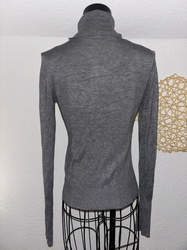 Stradivarius Rollkragenpullover Grau S | Feinstrick Damen Pulli | Langarm Basic3