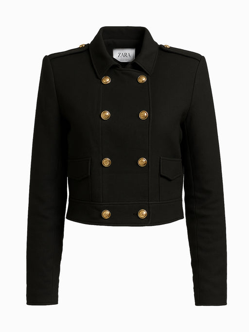 Zara Kurzjacke im Military-Stil – Schwarz