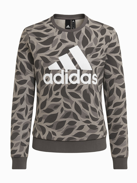 adidas Damen Sweatshirt Grau Logo Print Camouflage Muster