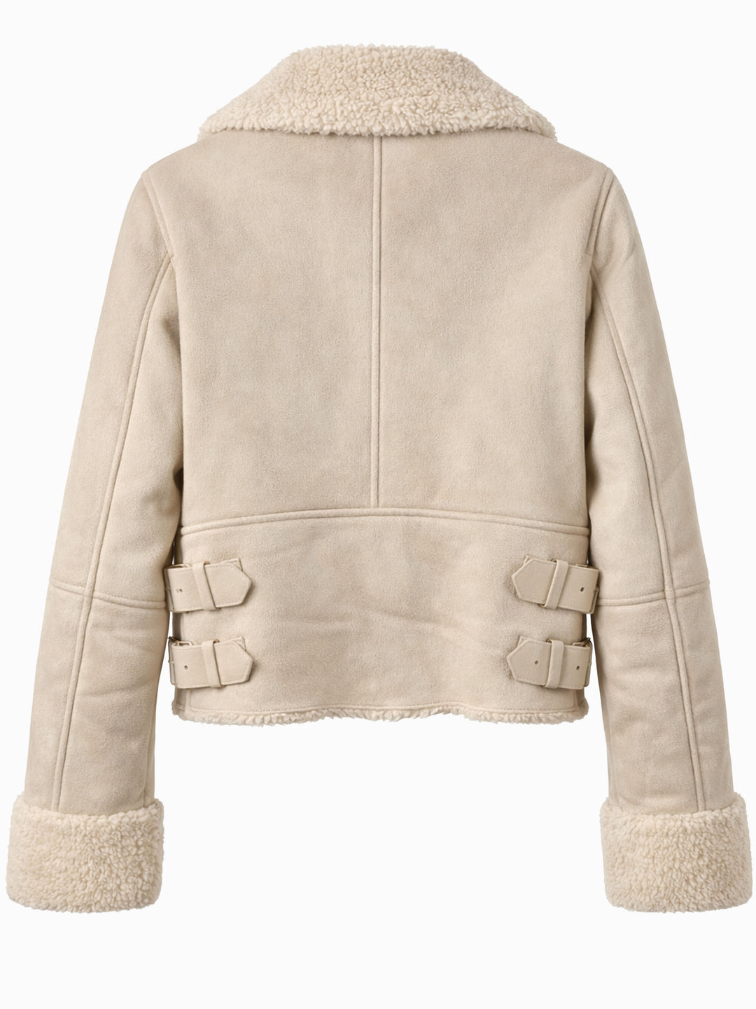 Bershka Teddyjacke Damen Gr. M Beige Creme Bikerjacke Kunstfell