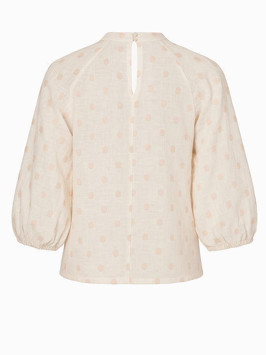 Reserved Bluse Weiß/Gold Größe M Baumwolle Ballonärmel