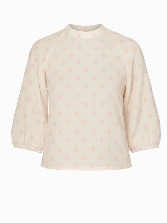 Reserved Bluse Weiß/Gold Größe M Baumwolle Ballonärmel