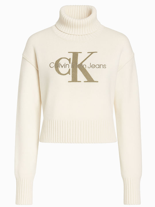 Calvin Klein Jeans Rollkragenpullover Creme S 36 Damen Strickpullover