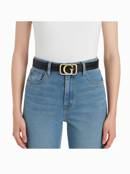 GUESS Gürtel Schwarz/Grau Größe 100 – Goldene G-Schnalle – Sehr guter Zustand