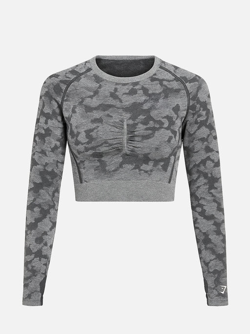 Gymshark Crop Longsleeve Grau Schwarz S
