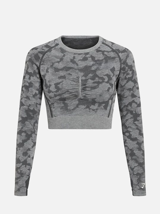 Gymshark Crop Longsleeve Grau Schwarz S