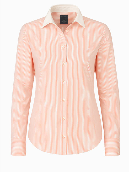 Marc O'Polo Damen Hemd L 40 Weiß Rot Gestreift Langarm Business