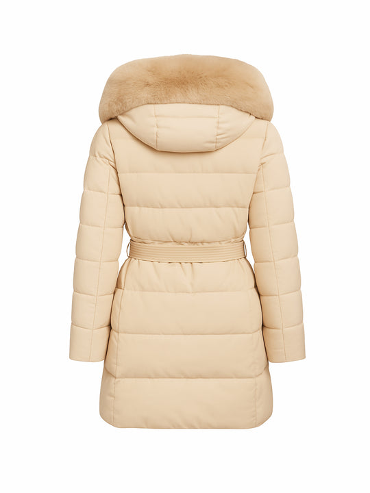 Effeny Damen Daunenmantel Beige Größe L