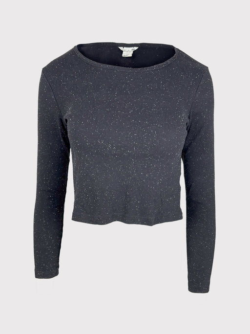 Glitzer-Langarmshirt von H&M  Schwarz XS