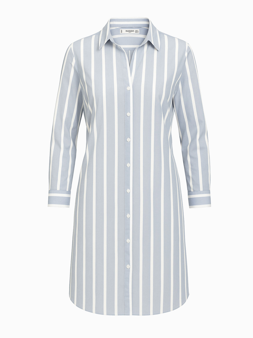 Mango Hemdblusenkleid S / 36 Blau Weiß Gestreift Langarm