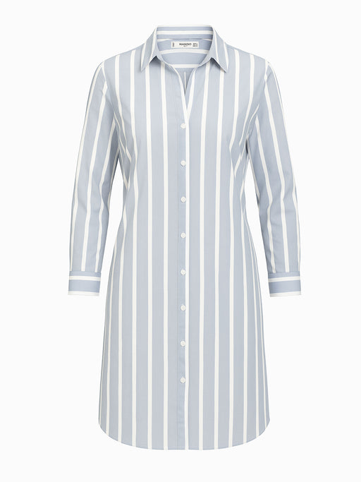 Mango Hemdblusenkleid S / 36 Blau Weiß Gestreift Langarm