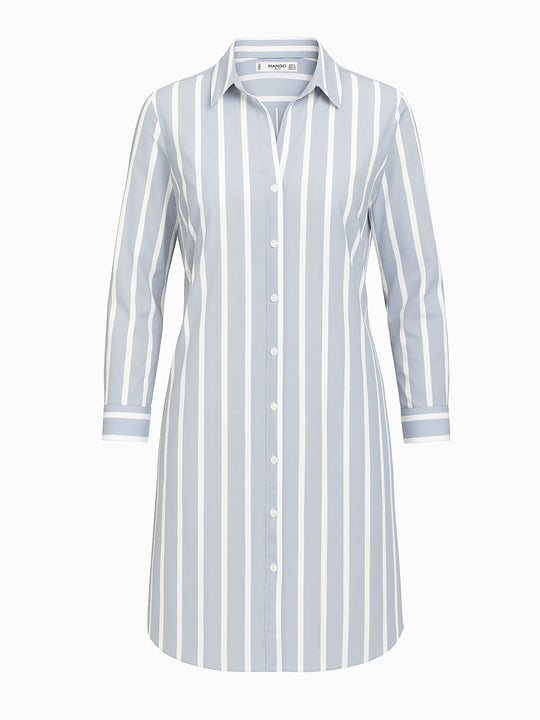 Mango Hemdblusenkleid S / 36 Blau Weiß Gestreift Langarm