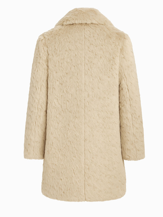 Mango Kunstfellmantel Beige Größe S Teddyfell