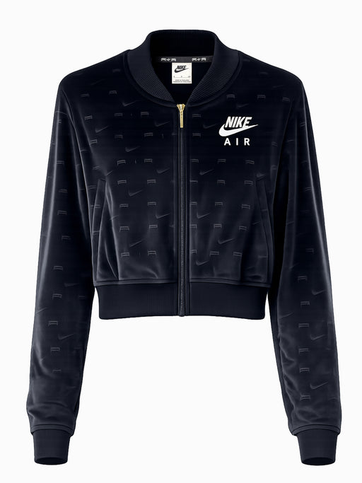 Nike Air Samt Jacke Damen Gr. S 36 Schwarz Bomber Velours Zip