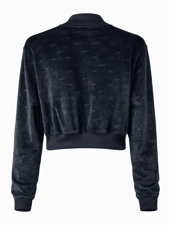 Nike Air Samt Jacke Damen Gr. S 36 Schwarz Bomber Velours Zip