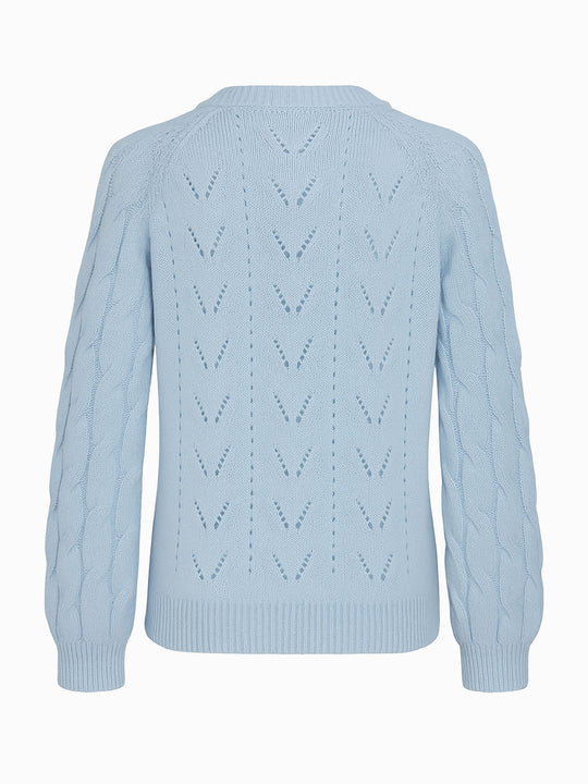 ONLY Damen Pullover Größe XS Hellblau Lochstrick Sehr guter Zustand