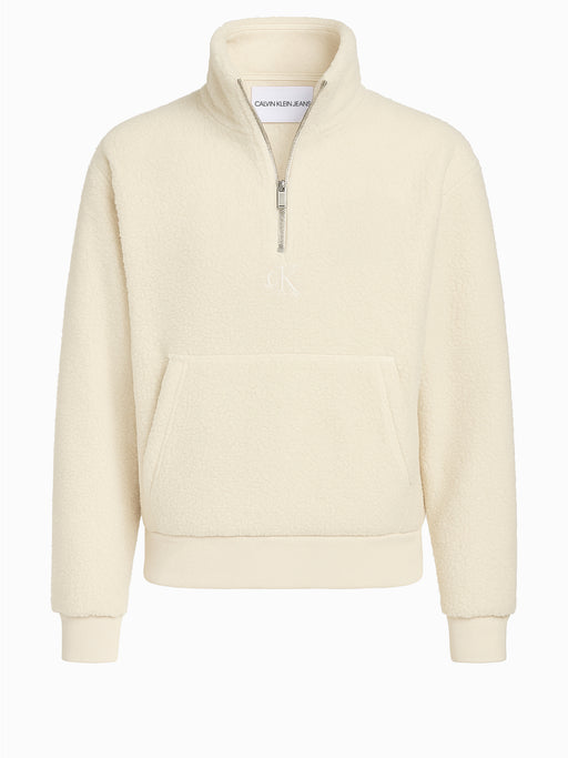 Calvin Klein Jeans Sherpa Fleece Pullover XS Creme | HalfZip Teddy Sweatshirt