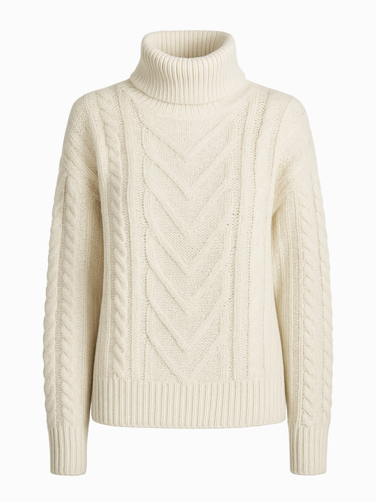 Shein Strickpullover Weiß L | Grobstrick Rollkragen | Damen