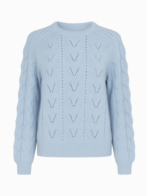 ONLY Damen Pullover Größe XS Hellblau Lochstrick Sehr guter Zustand