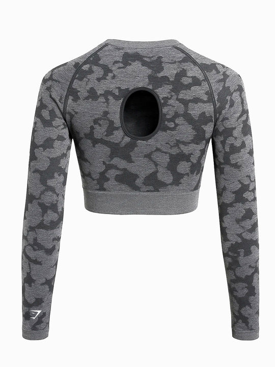 Gymshark Crop Longsleeve Grau Schwarz S