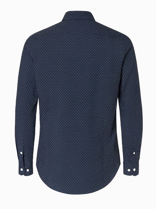 H&M Herrenhemd Slim Fit Marineblau Größe M Easy Iron Punktmuster