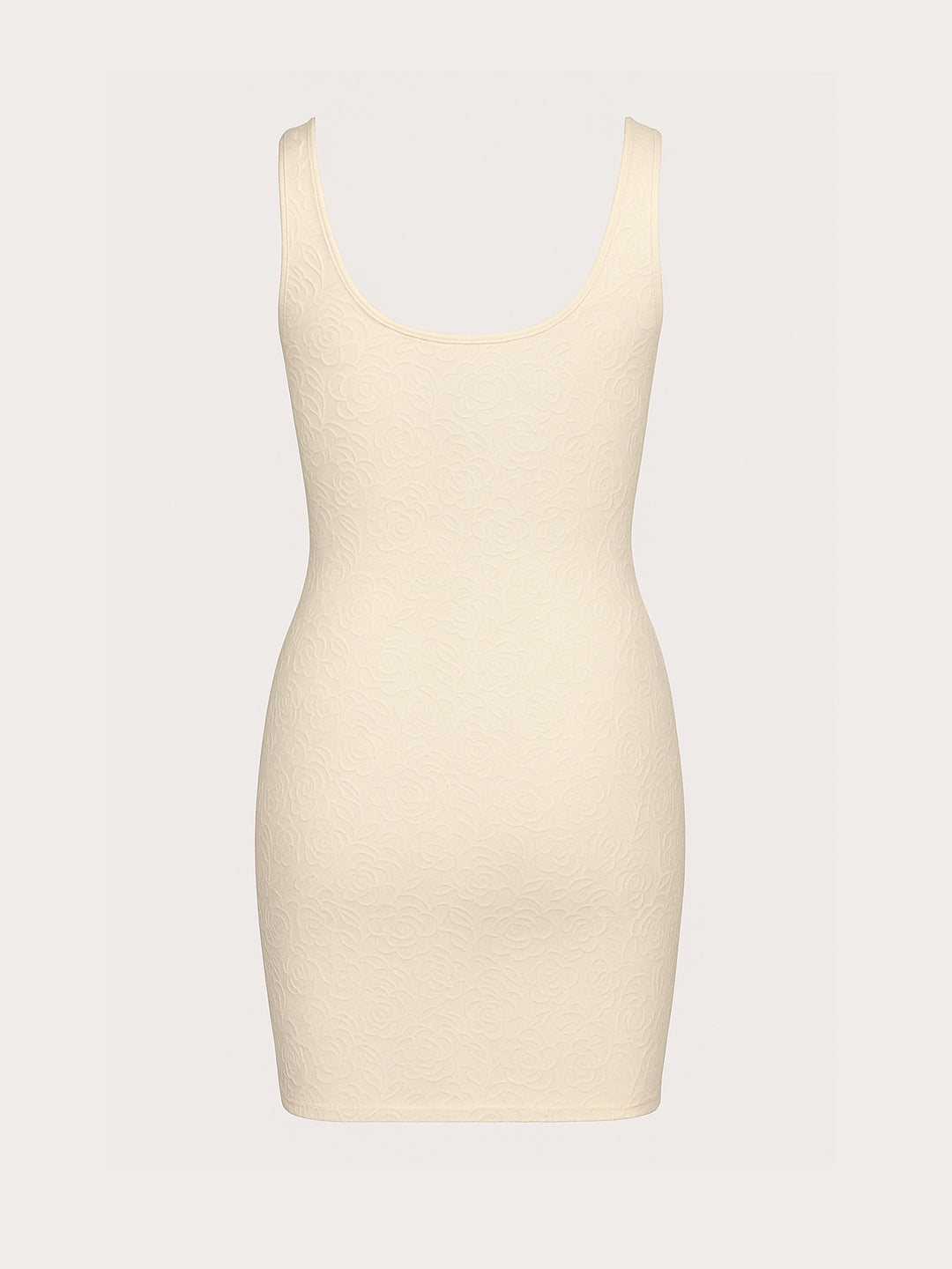 Elegantes Spitzenkleid in Creme figurbetont ärmellos Größe M