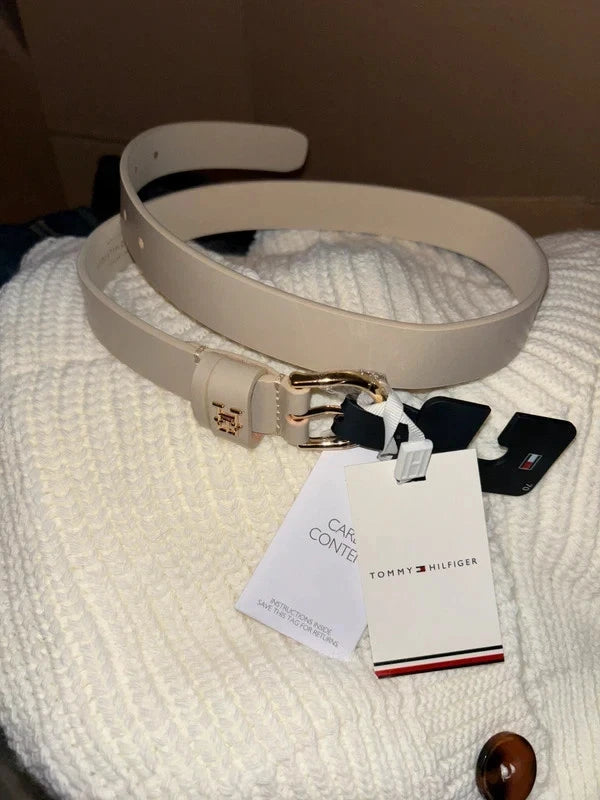 Tommy Hilfiger Gürtel 70 Creme/Weiß – Neu mit Etikett