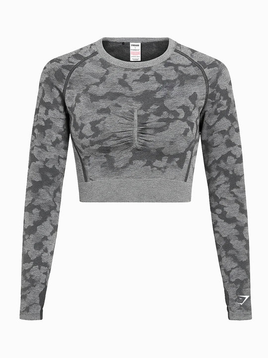 Gymshark Crop Longsleeve Grau Schwarz S