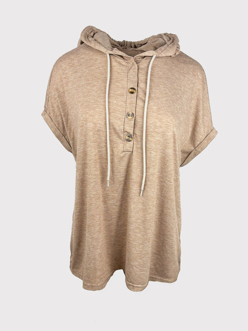 Lässiges Kapuzen-Shirt in Taupe – Größe L
