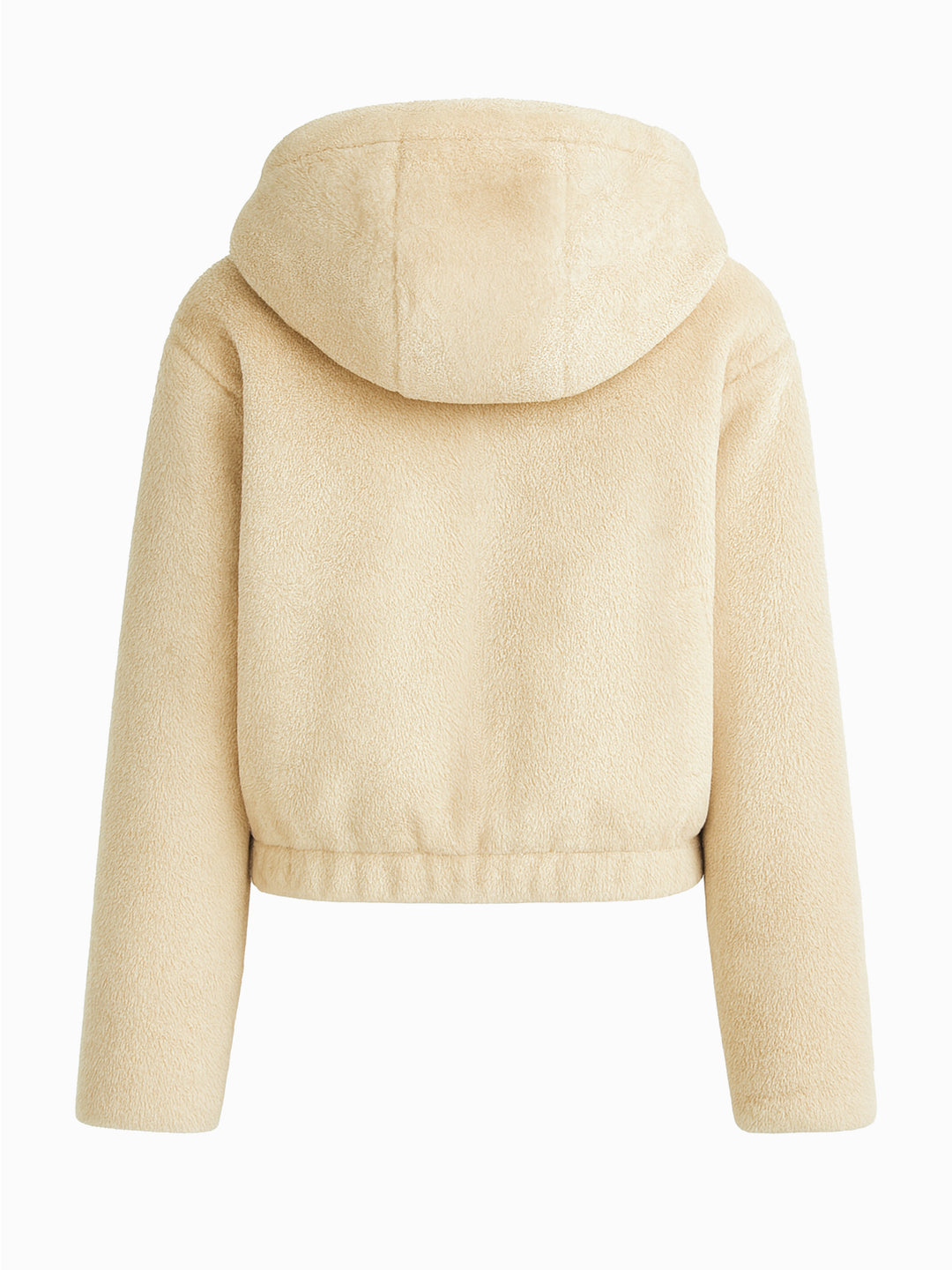 ZARA Damen Teddyfell Jacke Beige Größe M Kapuzenjacke Kuschelig Top